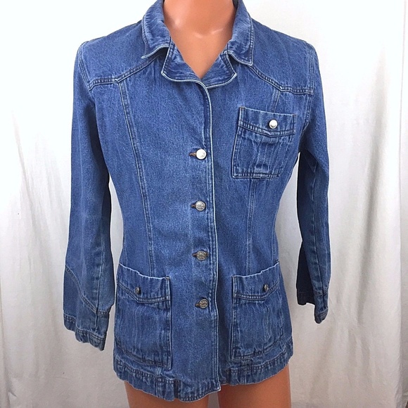 long fitted jean jacket